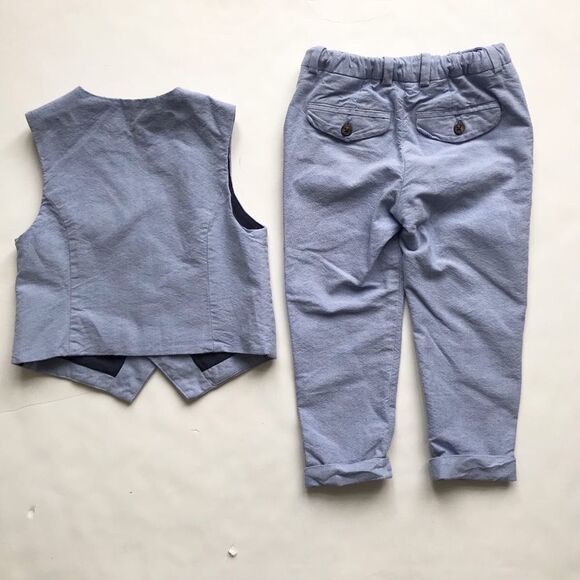 H&M blue vest 5-6Y & dress pant 3-4Y(pant fits like 4-5Y) set VGUC - Picture 9 of 10